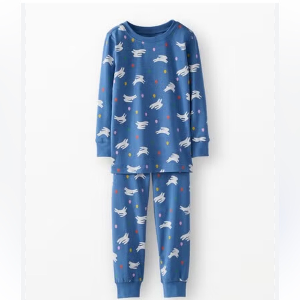 *Hanna Andersson Blue Bunny Egg Print Kids Pajama Set
